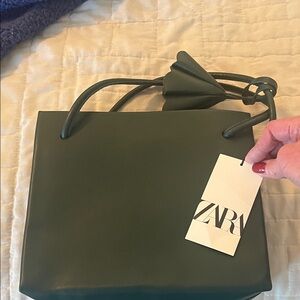 Zara Forest Green Tote Bag NWT
